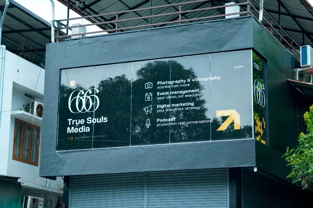 Angle view of True Souls Media building located on the main road in Pala